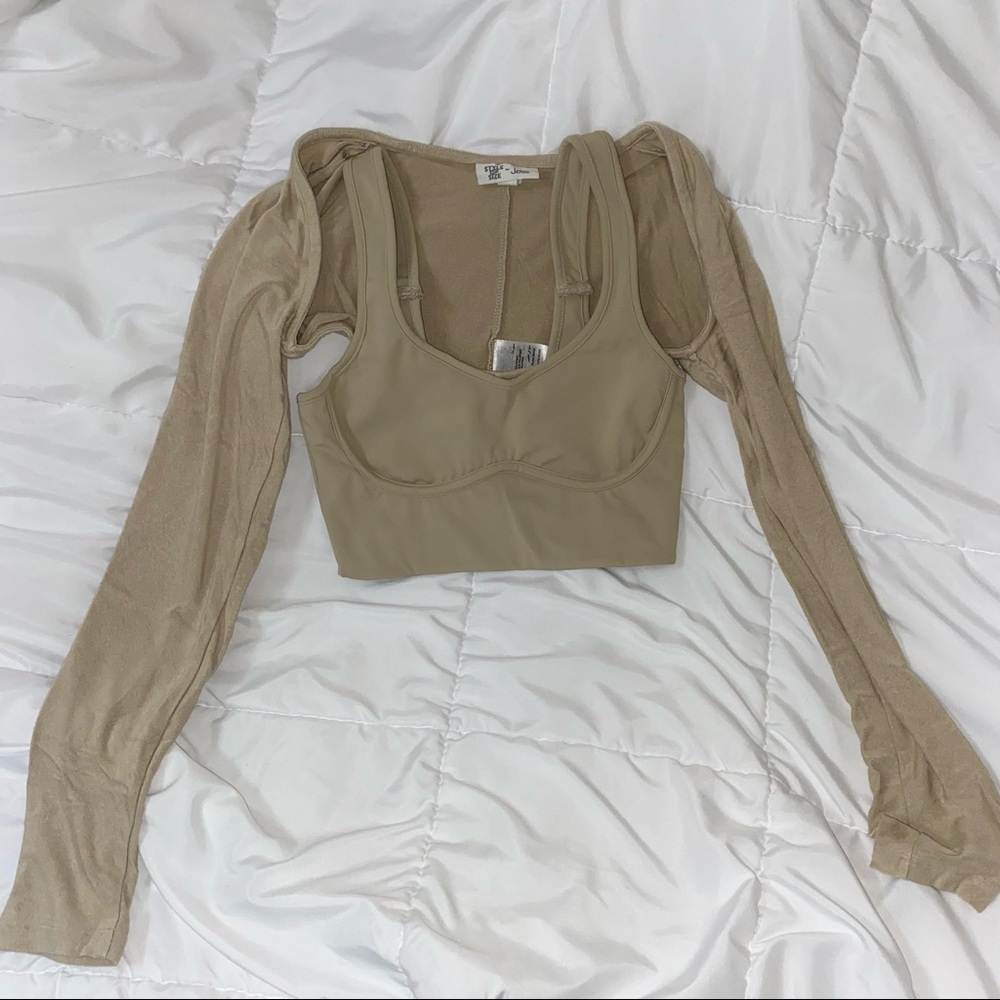 Tan Crop Top & Shrug Set